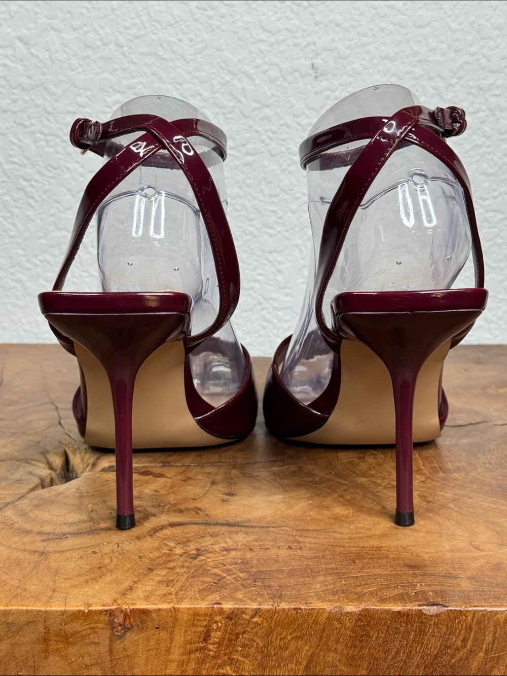 STEVE MADDEN LEESHA BURGUNDY PATENT ANKLE STRAP SQUARE TOE HEELS NWT SIZE 10 - Picture 10 of 14